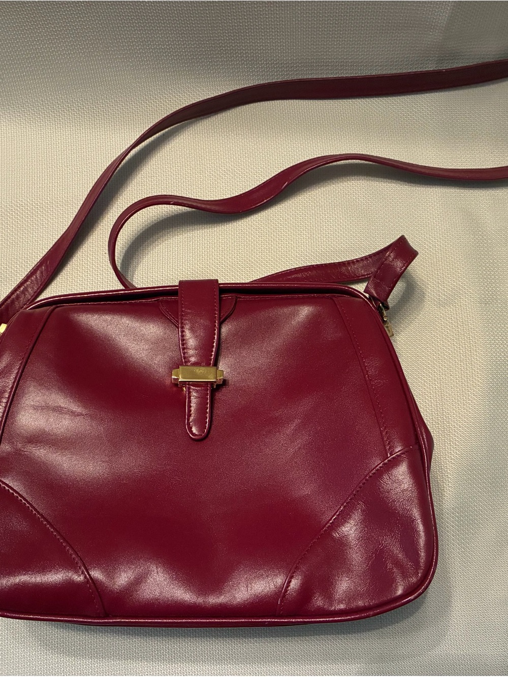 Etra Crossbody Bag in Berry Red with Gold Accent